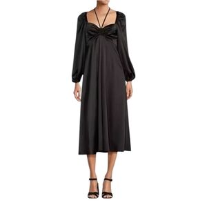 Antonio Melani Bella Satin Halter Neck Long Sleeve Midi Dress Size 4